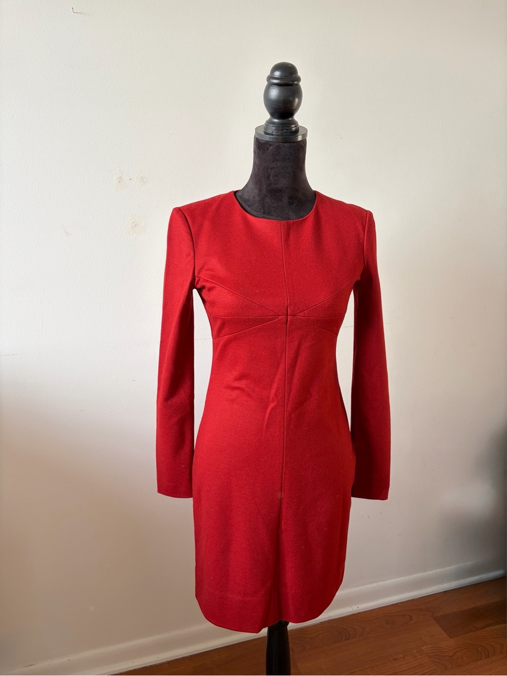 Diane von Furstenberg Wool Blend Sheath Dress Size 2 Red Long Sleeve Fitted